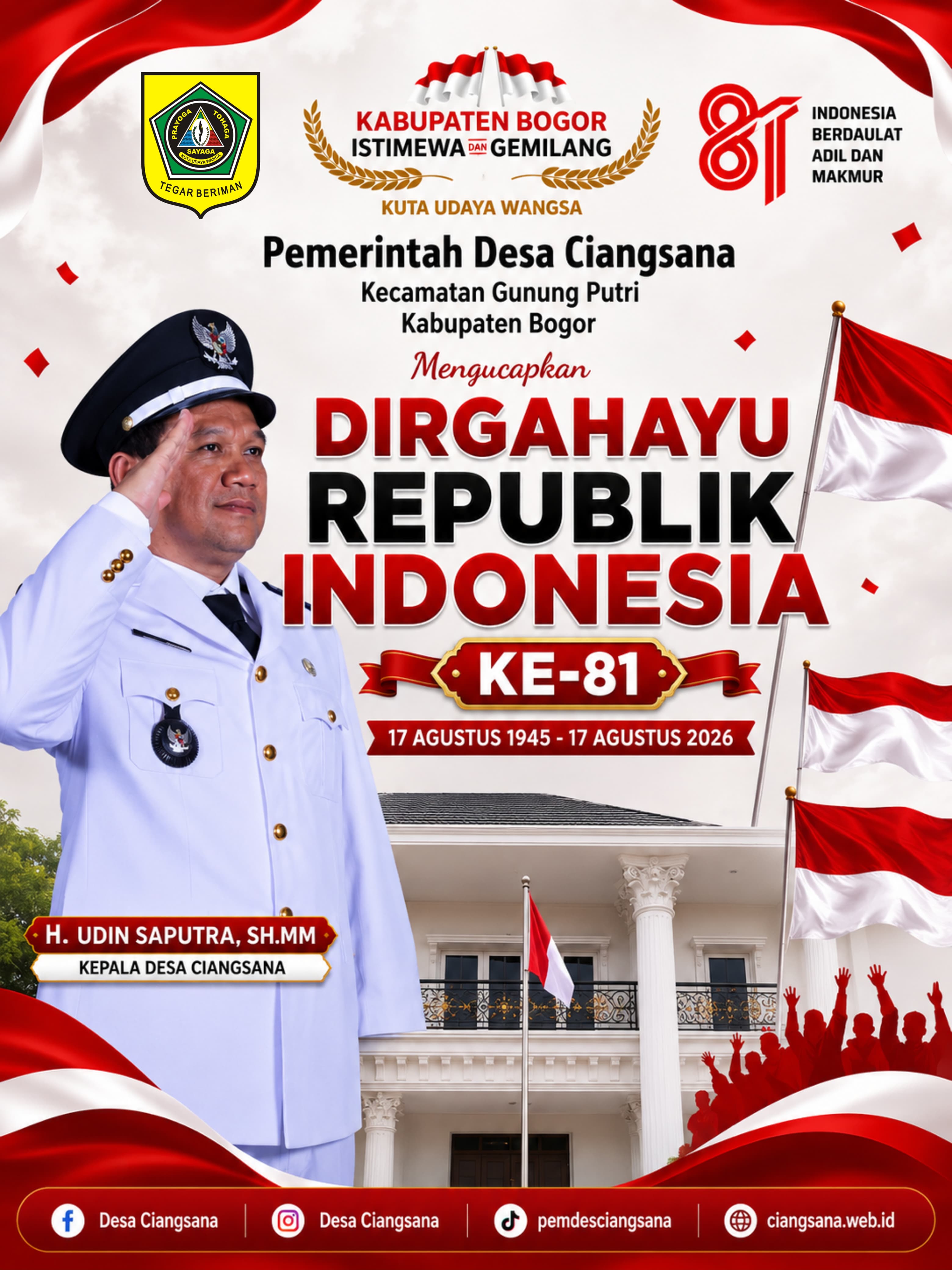 H. Udin Saputra, Kepala Desa Ciangsana, Kecamatan Gunung Putri, Kabupaten Bogor